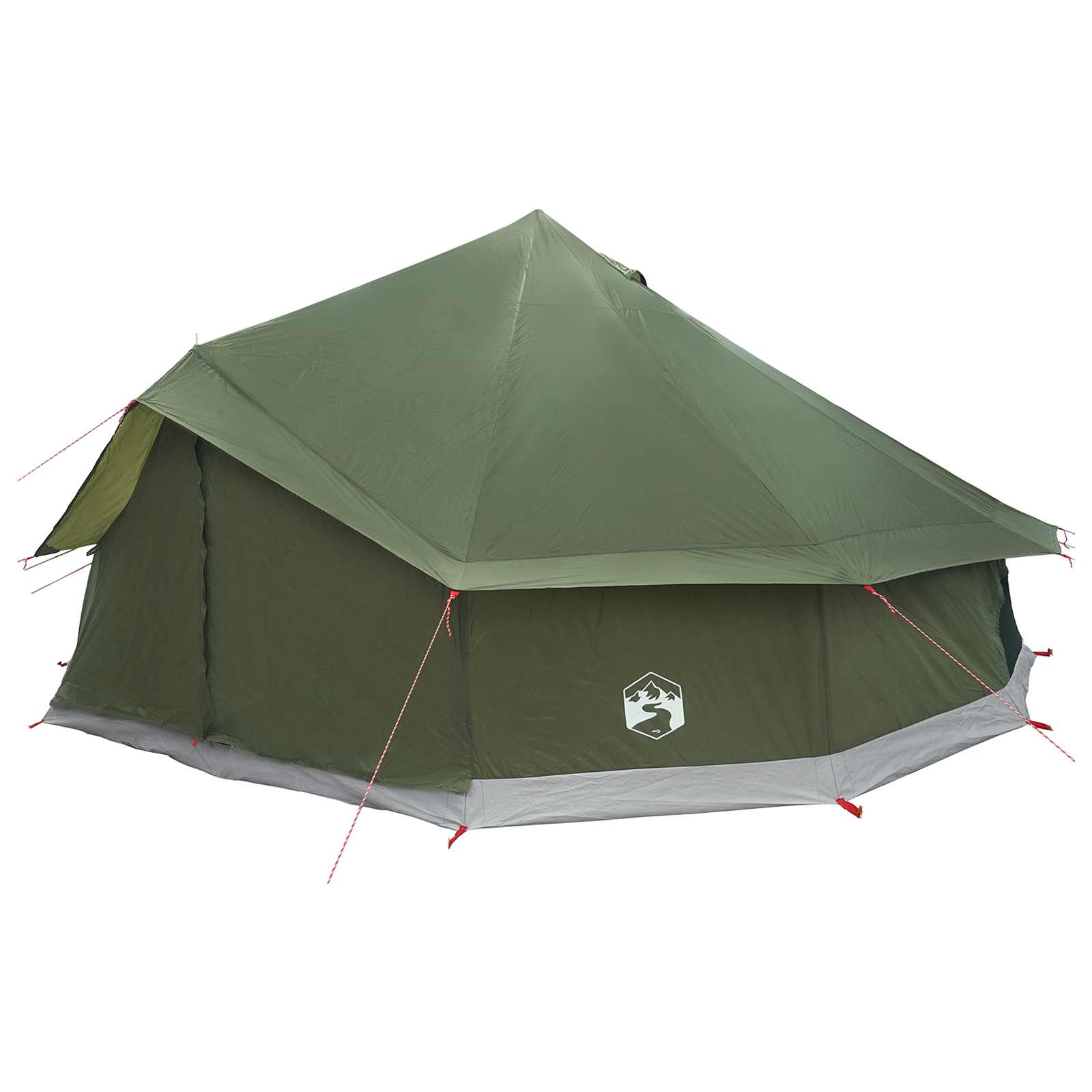 vidaXL Tipi Tent 12-Person Olive Green Polyester and Steel - 600 x 600 x 350 cm