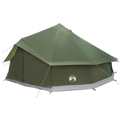 vidaXL Tipi Tent 12-Person Olive Green Polyester and Steel - 600 x 600 x 350 cm