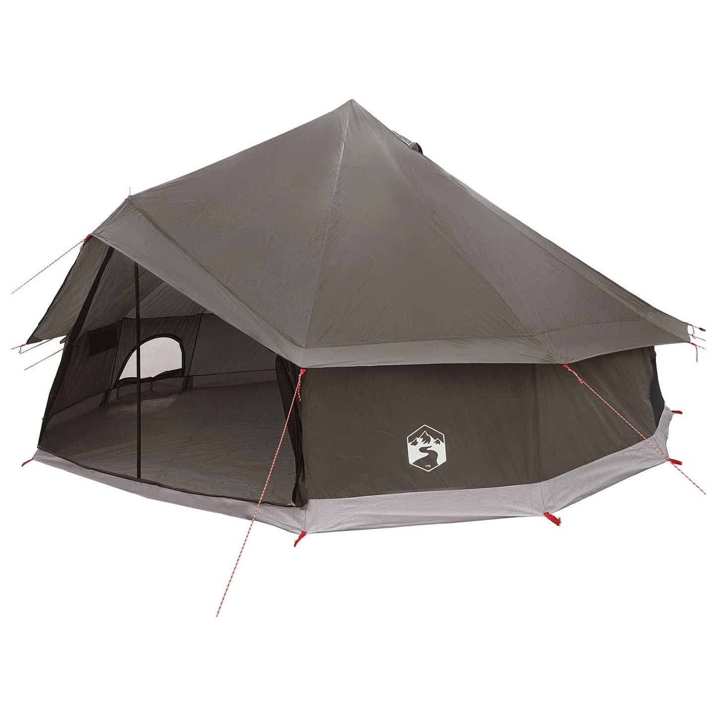 vidaXL Tipi Tent 12-Person Brown Grey Polyester and Steel - 600 x 600 x 350 cm