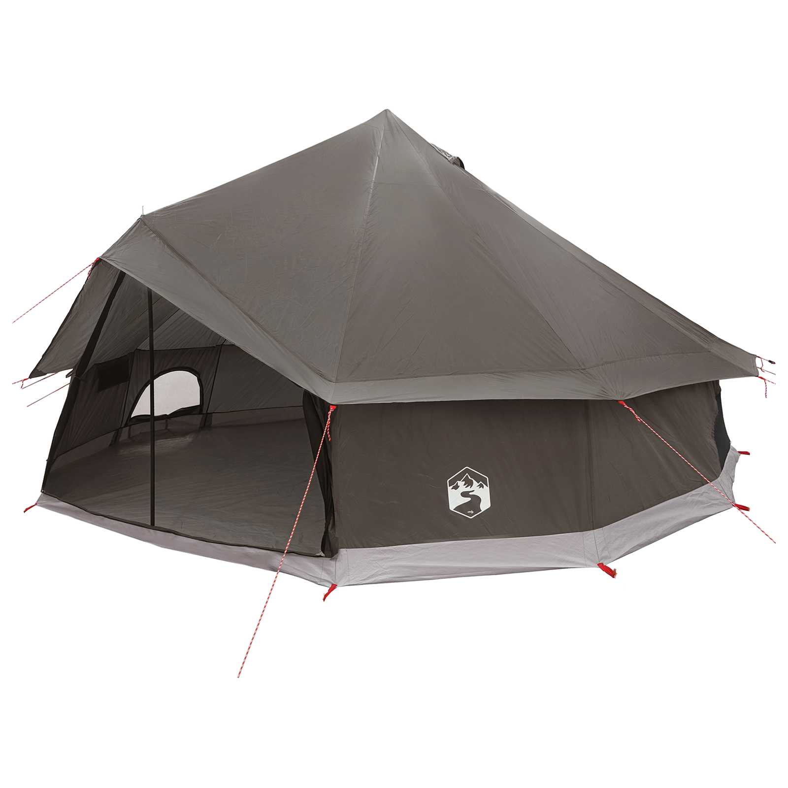 vidaXL Tipi Tent 12-Person Brown Grey Polyester and Steel - 600 x 600 x 350 cm