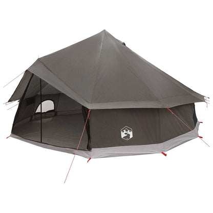 vidaXL Tipi Tent 12-Person Brown Grey Polyester and Steel - 600 x 600 x 350 cm