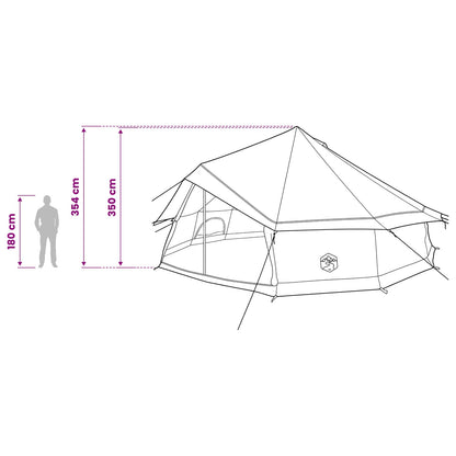 vidaXL Tipi Tent 12-Person Brown Grey Polyester and Steel - 600 x 600 x 350 cm