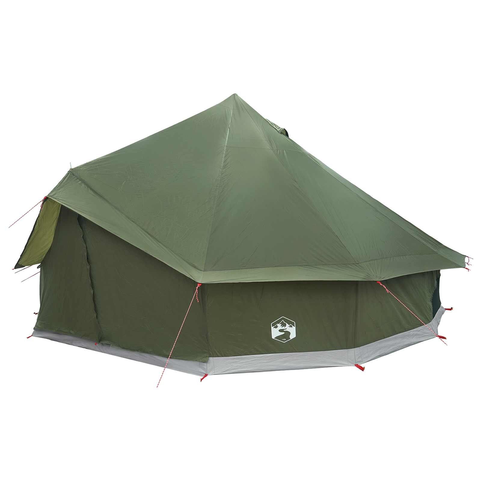 vidaXL Tipi Tent 10-Person Olive Green Polyester and Steel - 500 x 500 x 300 cm