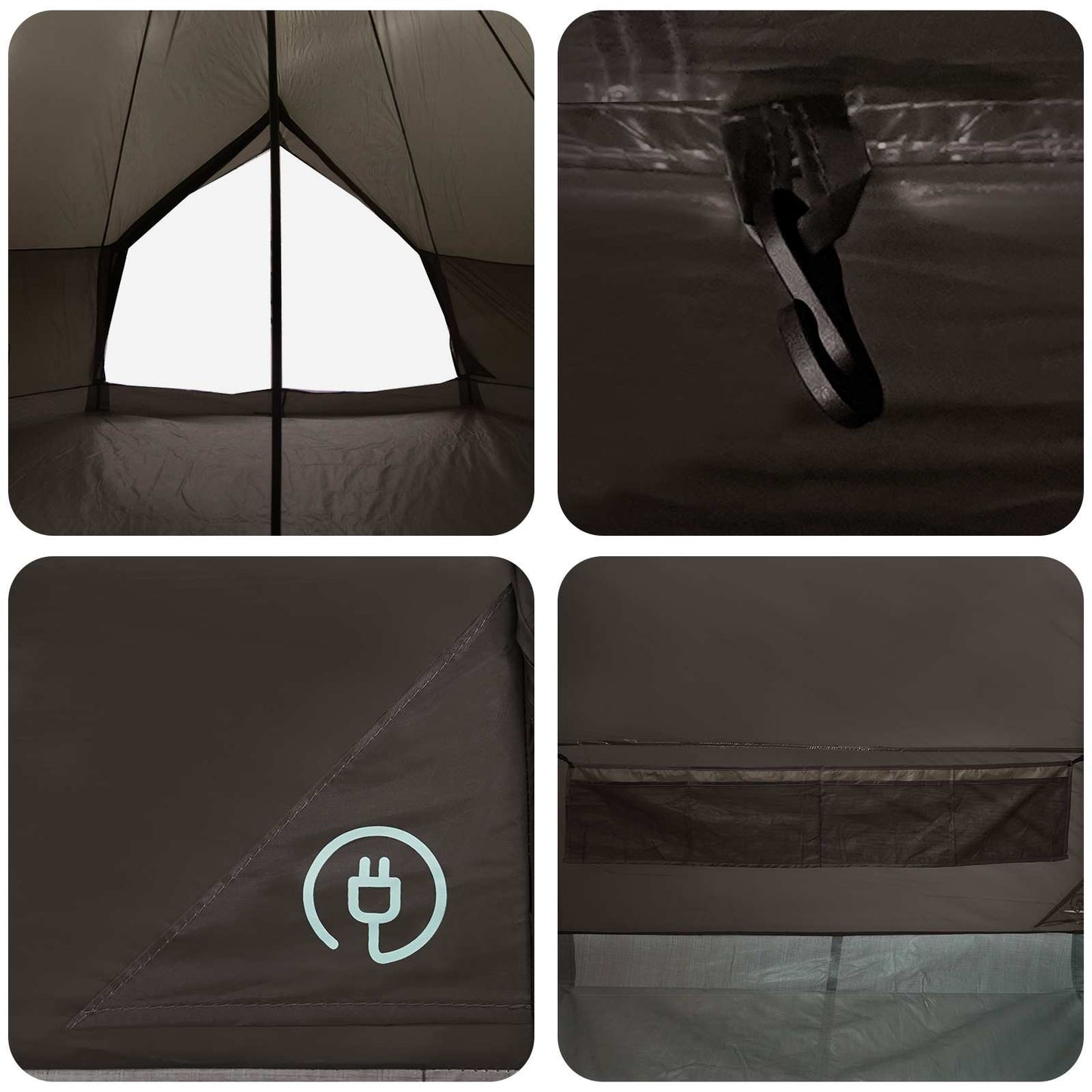vidaXL Tipi Tent 10-Person Brown Grey Polyester and Steel - 500 x 500 x 300 cm