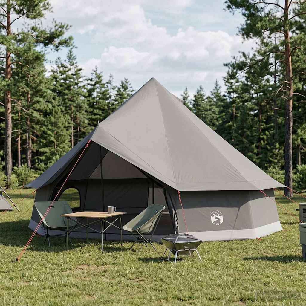 vidaXL Tipi Tent 10-Person Brown Grey Polyester and Steel - 500 x 500 x 300 cm