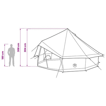 vidaXL Tipi Tent 10-Person Brown Grey Polyester and Steel - 500 x 500 x 300 cm