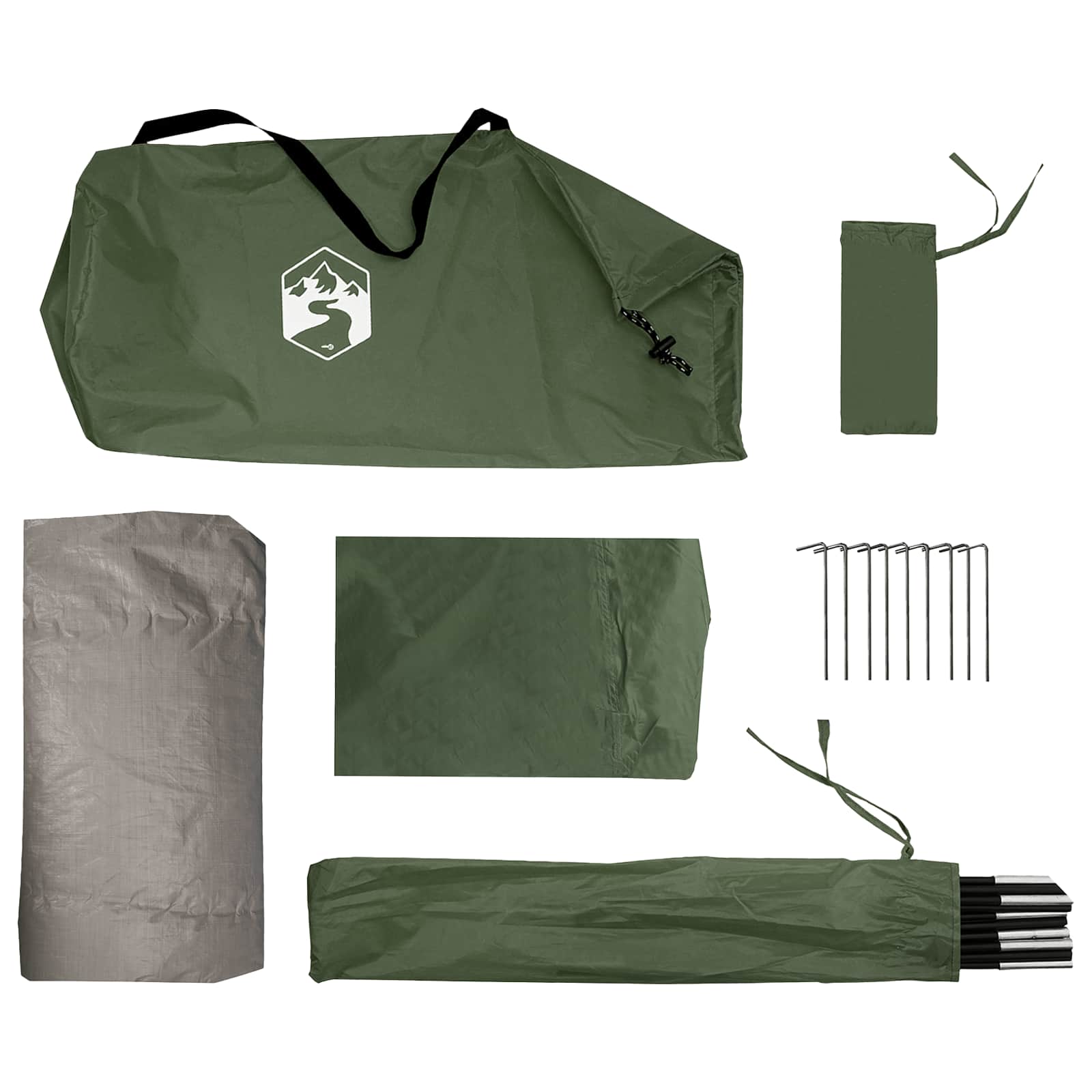 vidaXL Tunnel Tent 215 x 100 x 90 cm Olive Green Polyester and Steel