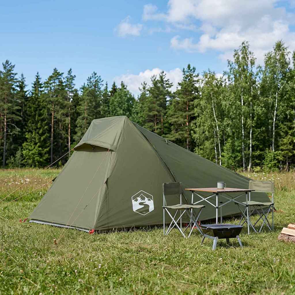 vidaXL Tunnel Tent 215 x 100 x 90 cm Olive Green Polyester and Steel