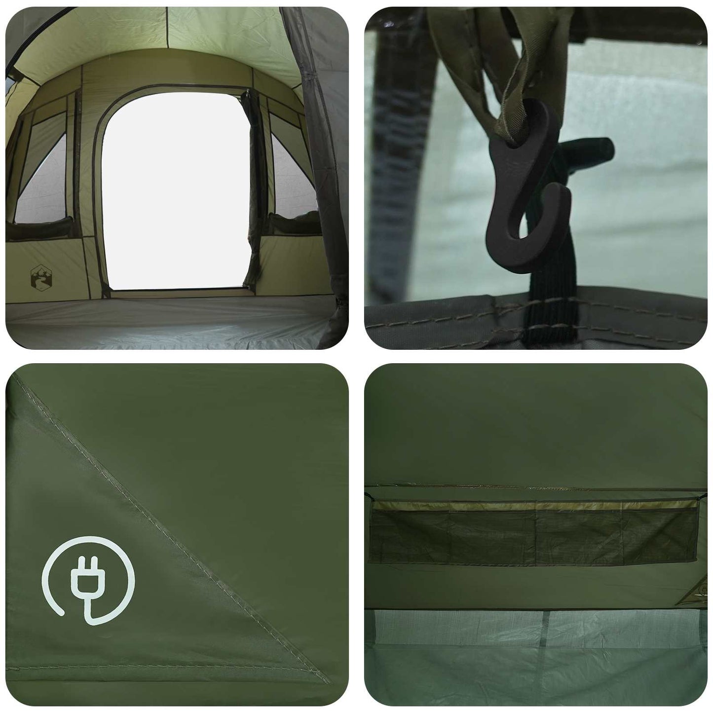 vidaXL Tunnel Tent Olive Green 400 x 260 x 200 cm Polyester and Steel