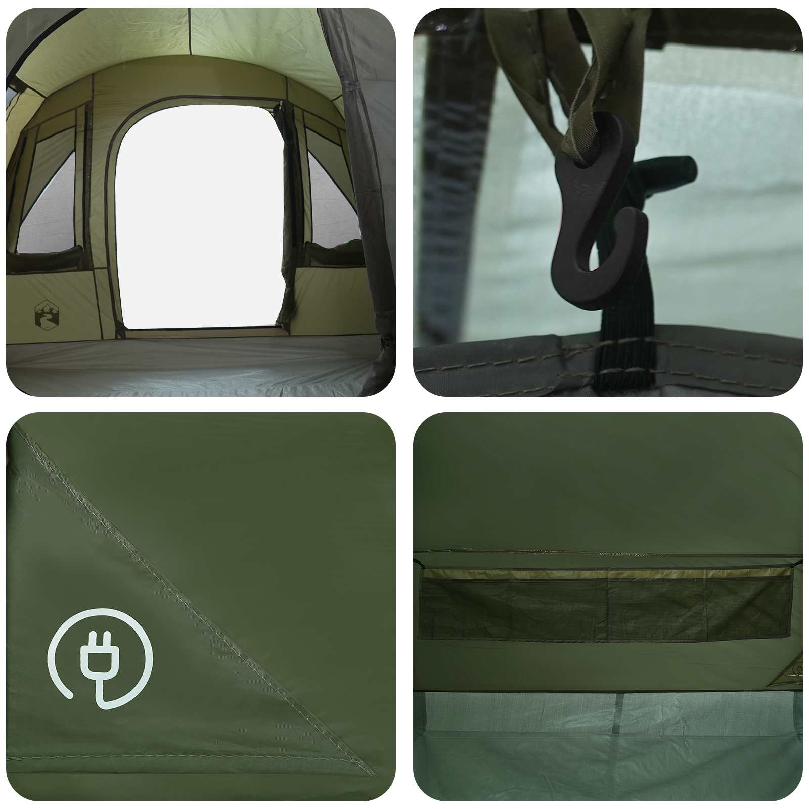 vidaXL Tunnel Tent Olive Green 400 x 260 x 200 cm Polyester and Steel