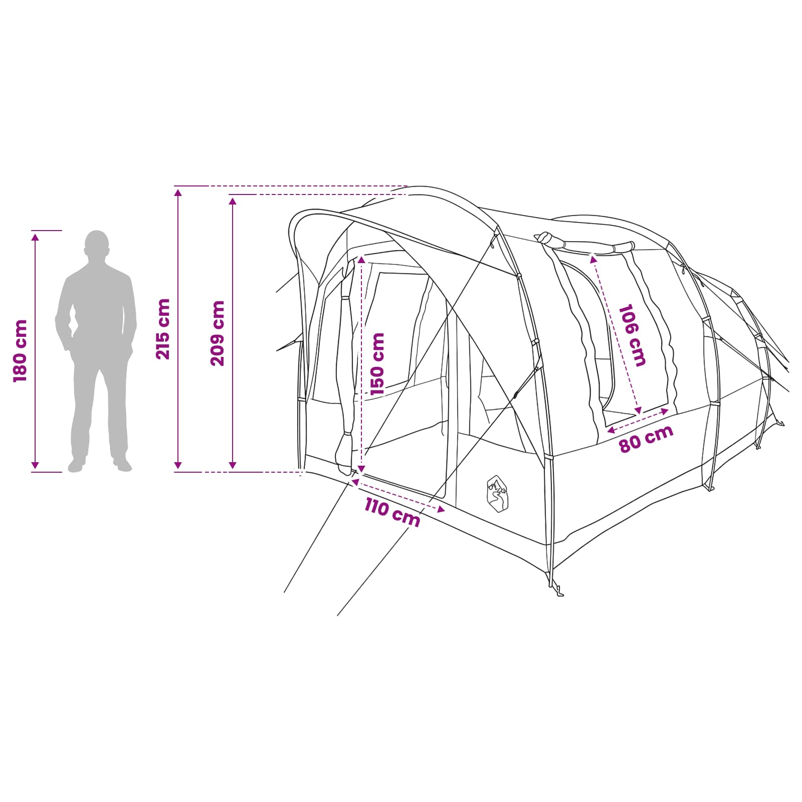vidaXL Tunnel Tent Olive Green 400 x 260 x 200 cm Polyester and Steel