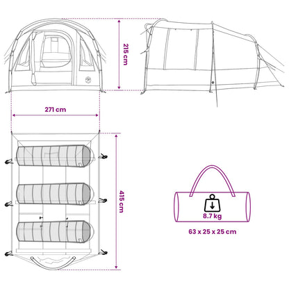 vidaXL Tunnel Tent Olive Green 400 x 260 x 200 cm Polyester and Steel