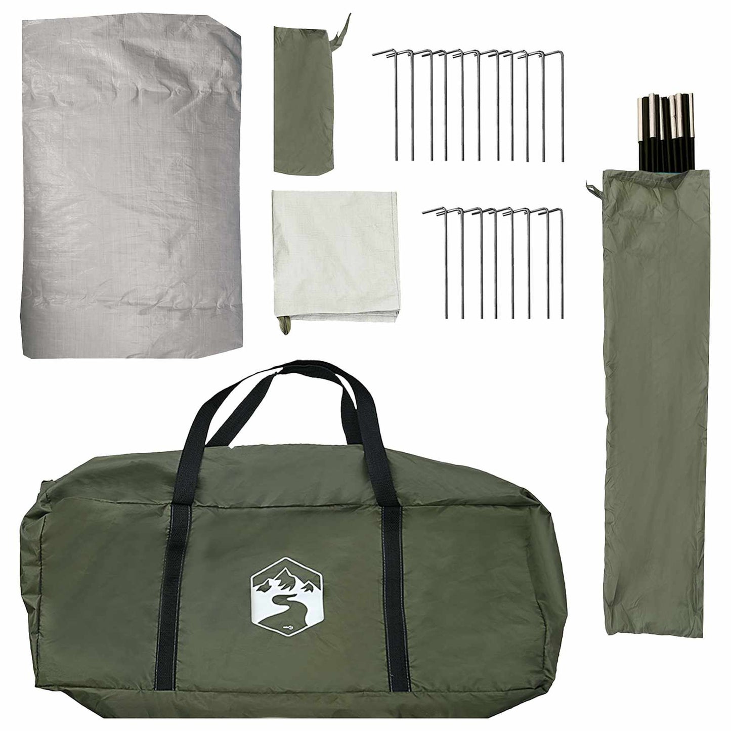 vidaXL Cabin Tent 4-Person Olive Green Polyester and Steel - 488 x 244 x 183 cm