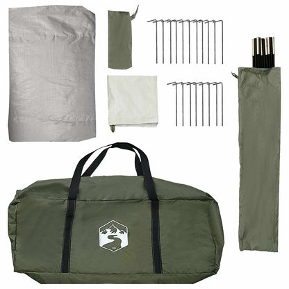 vidaXL Cabin Tent 4-Person Olive Green Polyester and Steel - 488 x 244 x 183 cm