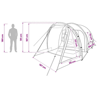 vidaXL Cabin Tent 4-Person Olive Green Polyester and Steel - 488 x 244 x 183 cm