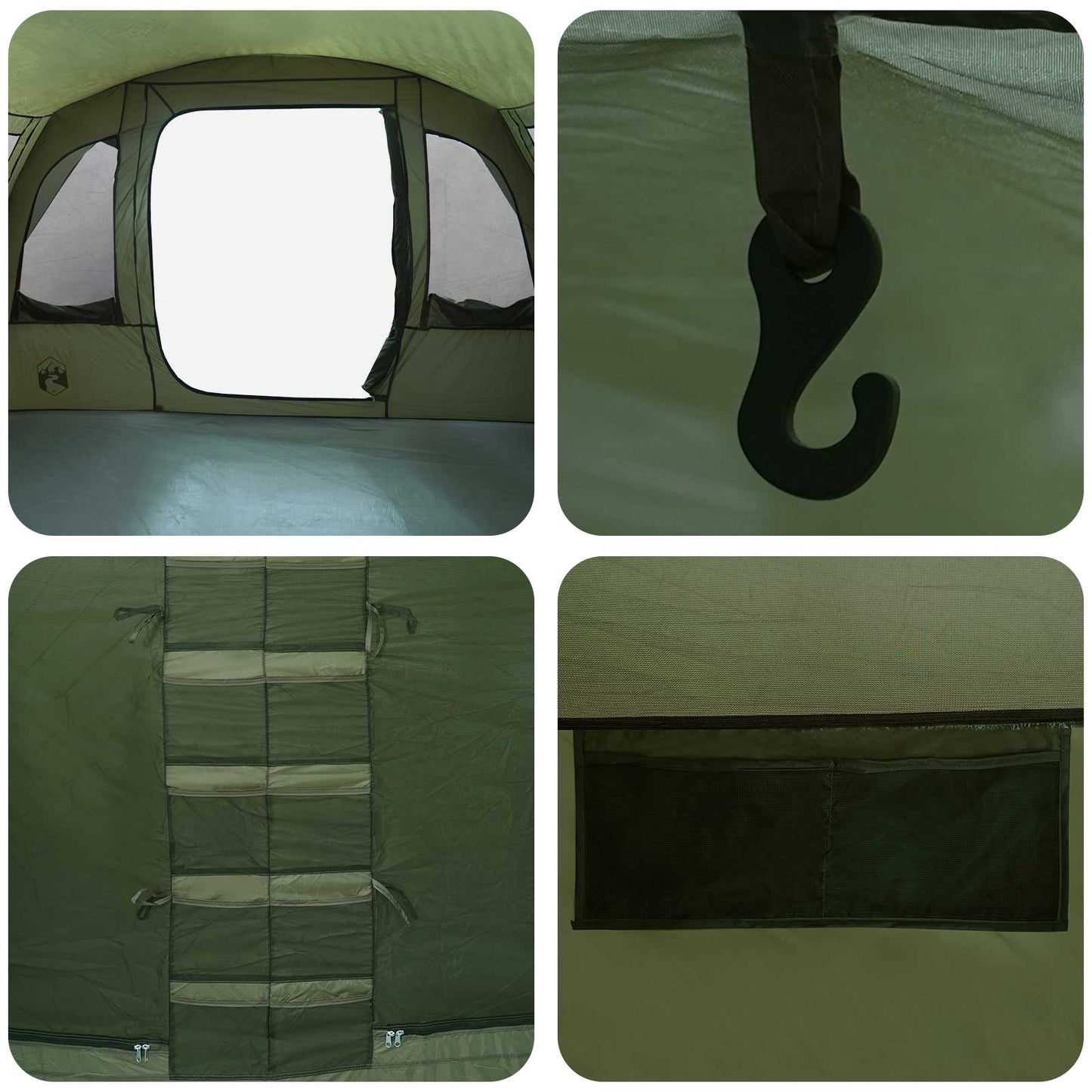 vidaXL Tunnel Tent 427 x 315 x 178 cm Olive Green Polyester and Steel