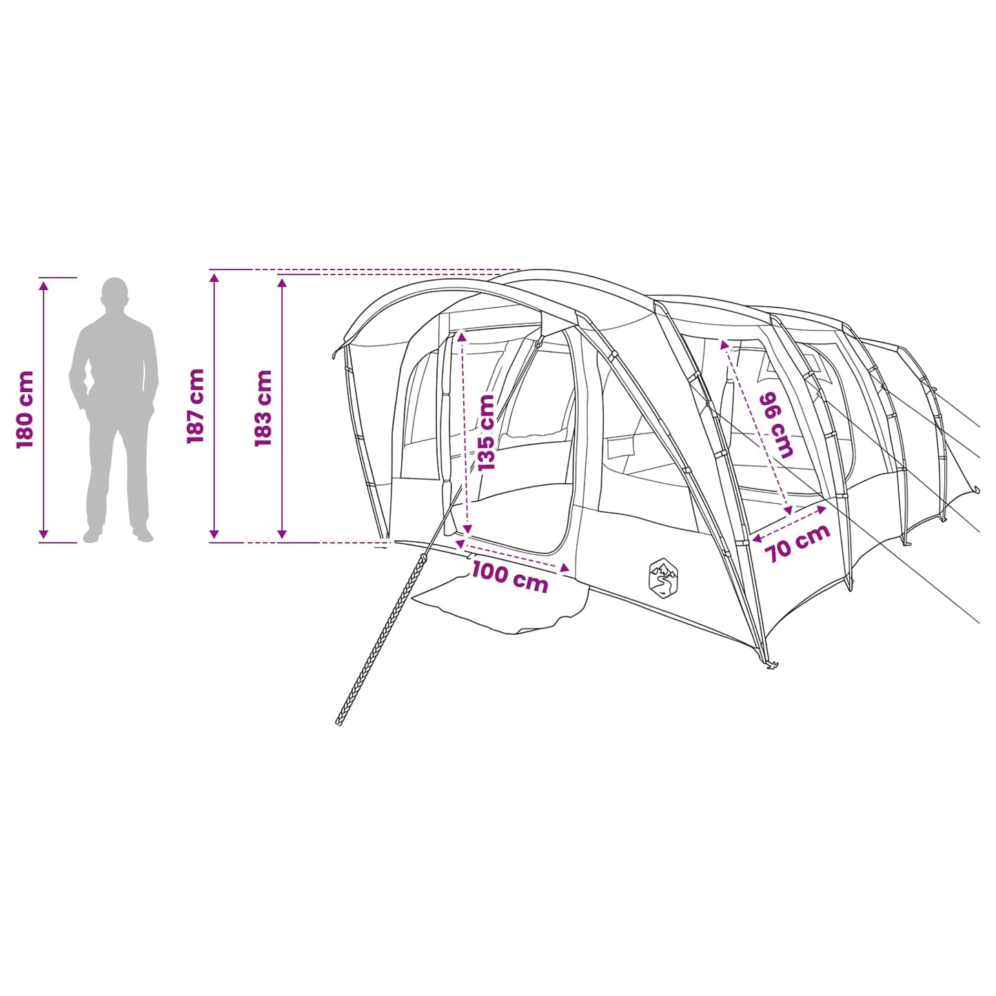 vidaXL Tunnel Tent 427 x 315 x 178 cm Olive Green Polyester and Steel