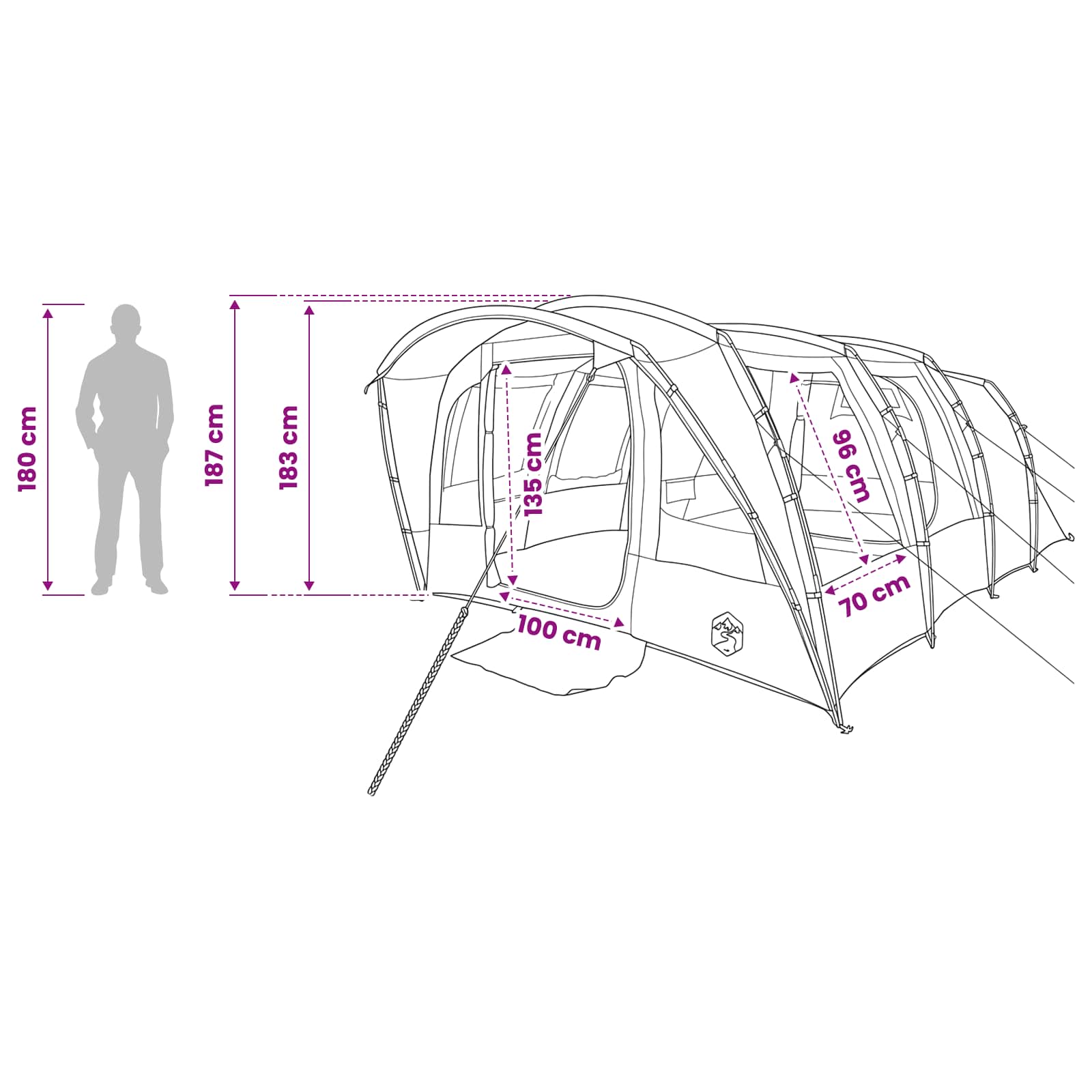 vidaXL Tunnel Tent 427 x 315 x 178 cm Olive Green Polyester and Steel