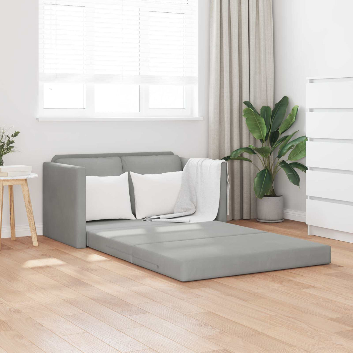 vidaXL Folding Sofa Bed Light Grey 122 x 70 x 60 cm Velvet