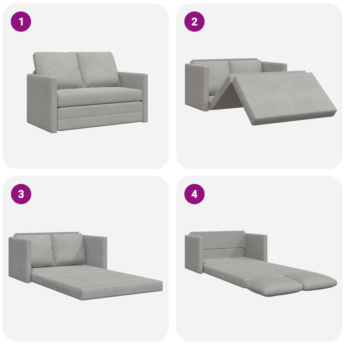 vidaXL Folding Sofa Bed Light Grey 122 x 70 x 60 cm Velvet