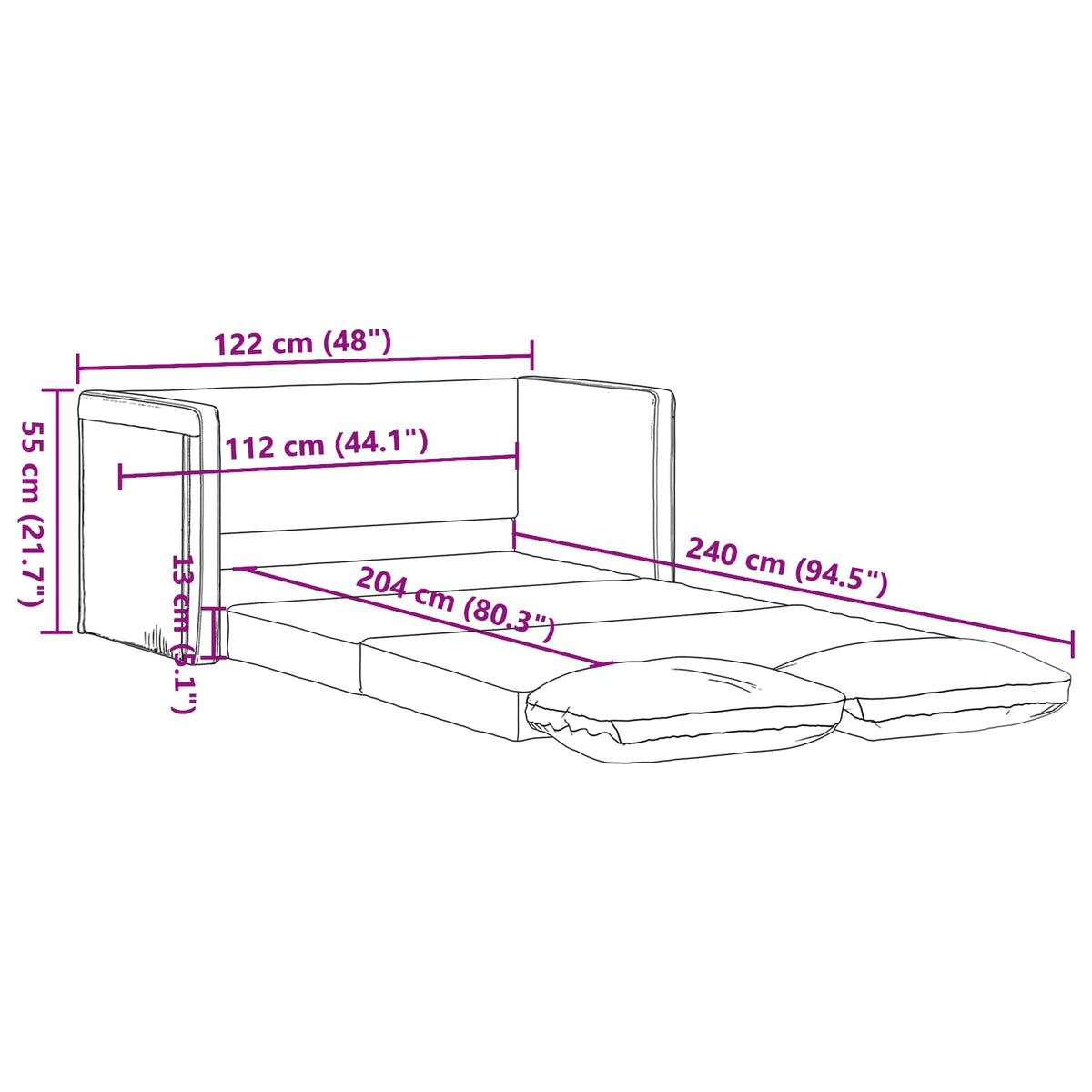 vidaXL Folding Sofa Bed Dark Grey 122 x 70 x 60 cm Velvet