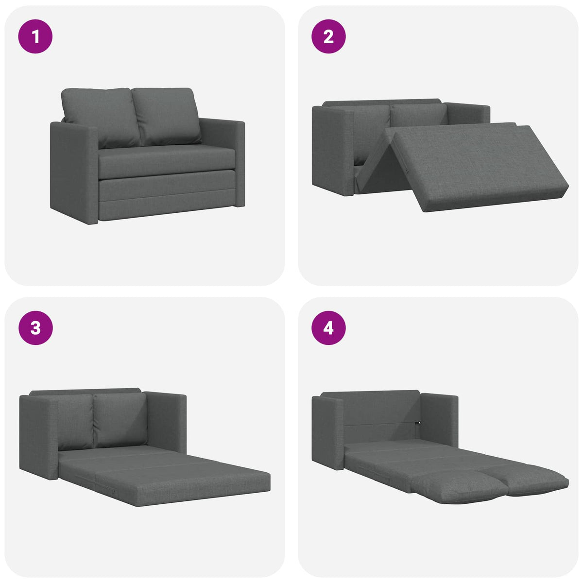 vidaXL Folding Sofa Bed Dark Grey 112 x 60 x 55 cm Fabric