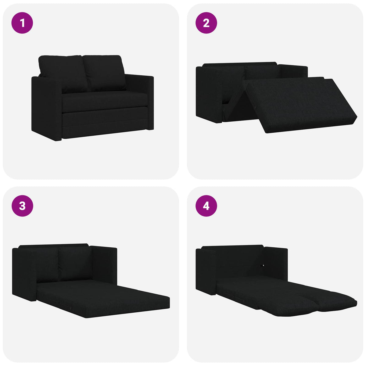 vidaXL Folding Sofa Bed Black 112 x 60 x 55 cm Fabric