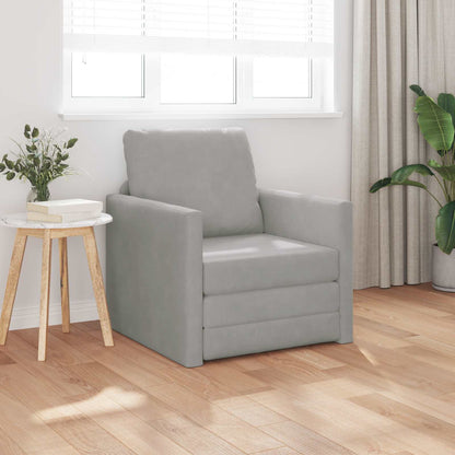 vidaXL Folding Sofa Bed Light Grey 74 x 77 x 81 cm Velvet