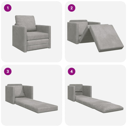 vidaXL Folding Sofa Bed Light Grey 74 x 77 x 81 cm Velvet