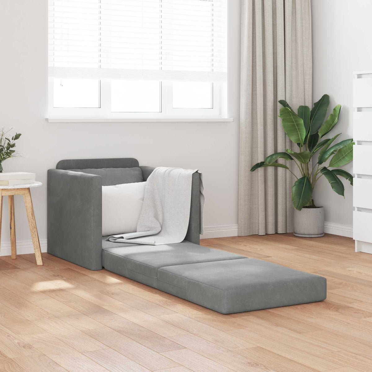 vidaXL Folding Sofa Bed Dark Grey 74 x 77 x 81 cm Velvet