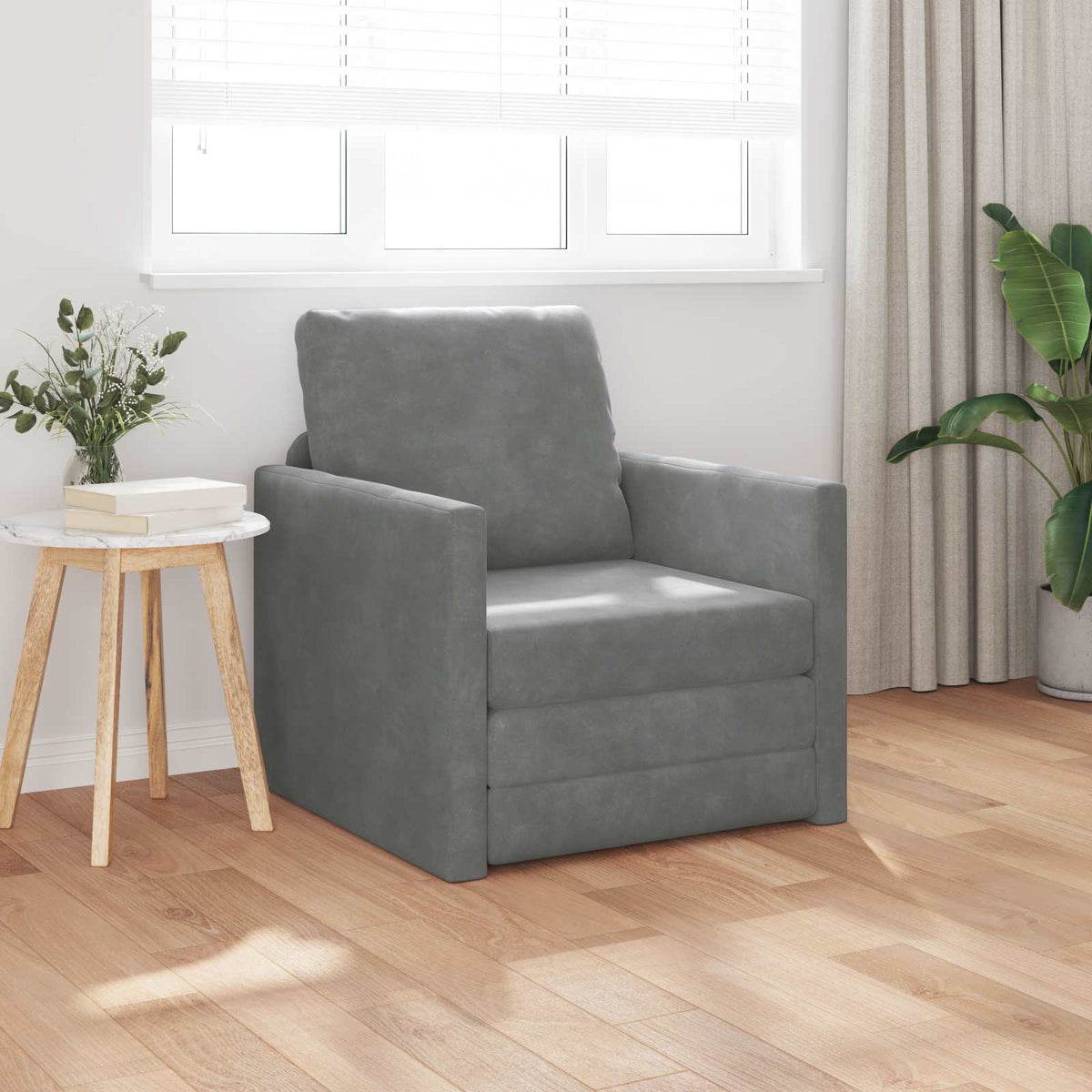 vidaXL Folding Sofa Bed Dark Grey 74 x 77 x 81 cm Velvet