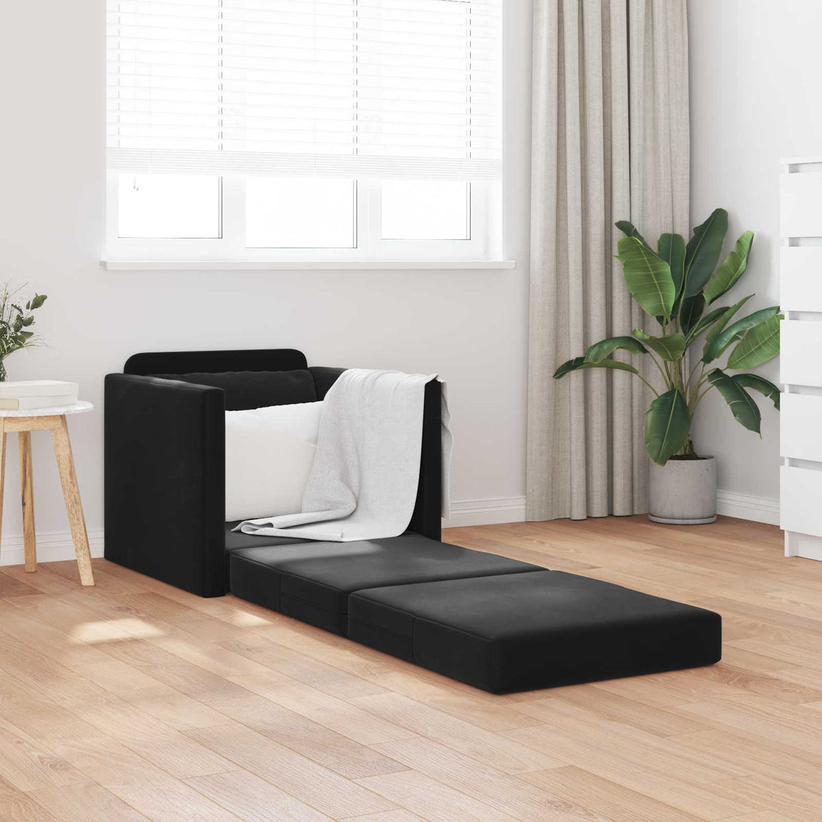 vidaXL Folding Sofa Bed Black 74 x 77 x 81 cm Velvet