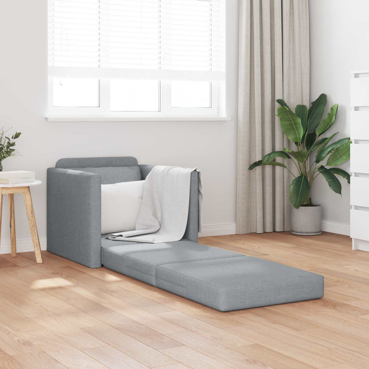 vidaXL Folding Sofa Bed Light Grey 74 x 77 x 81 cm Fabric