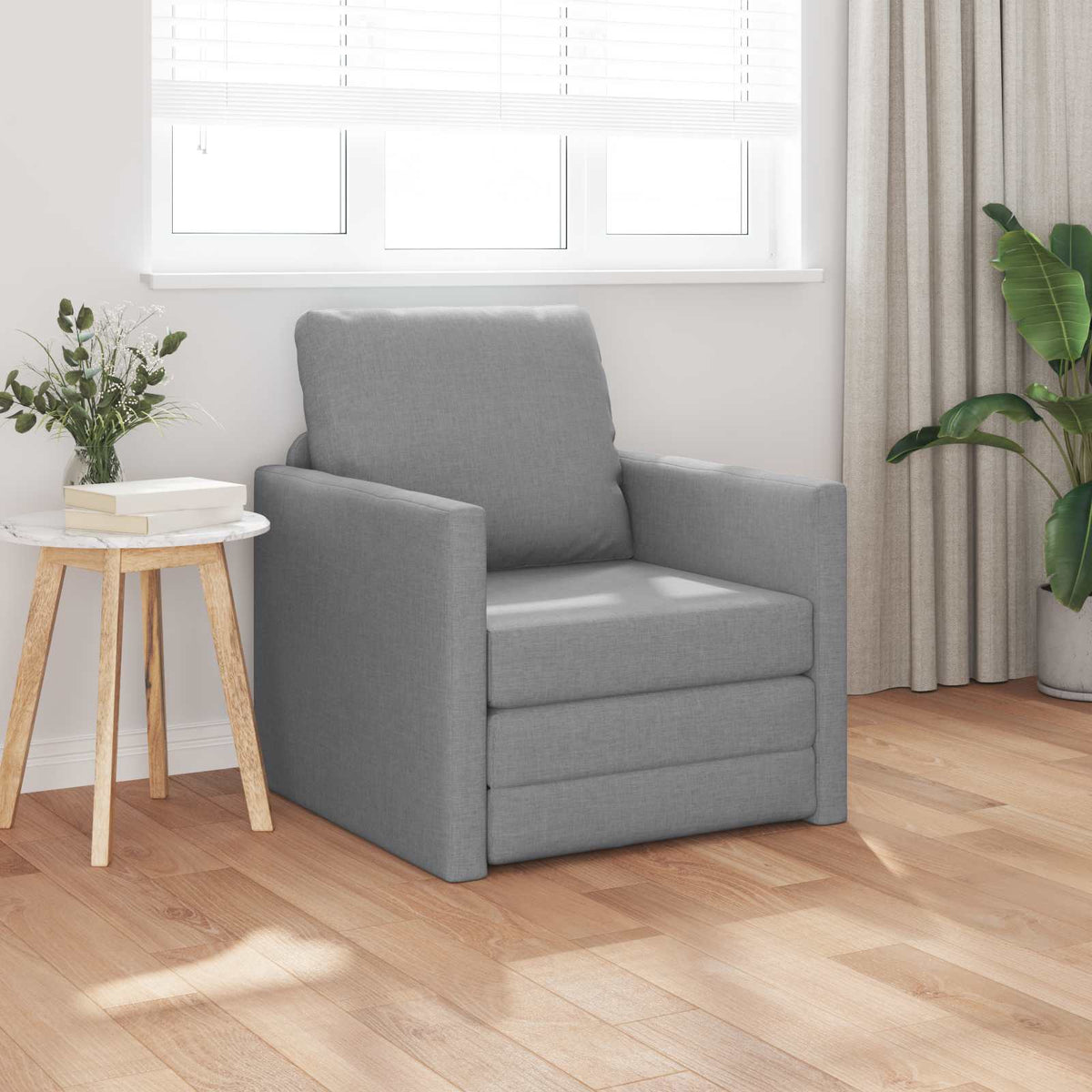 vidaXL Folding Sofa Bed Light Grey 74 x 77 x 81 cm Fabric