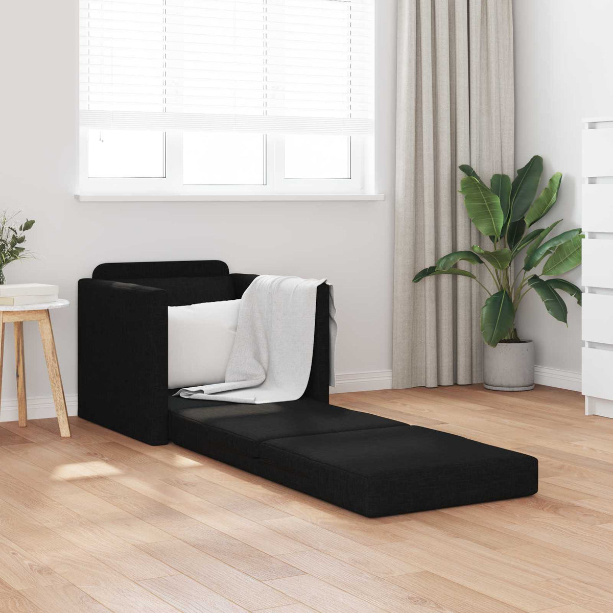 vidaXL Folding Sofa Bed Black 74 x 77 x 81 cm Fabric