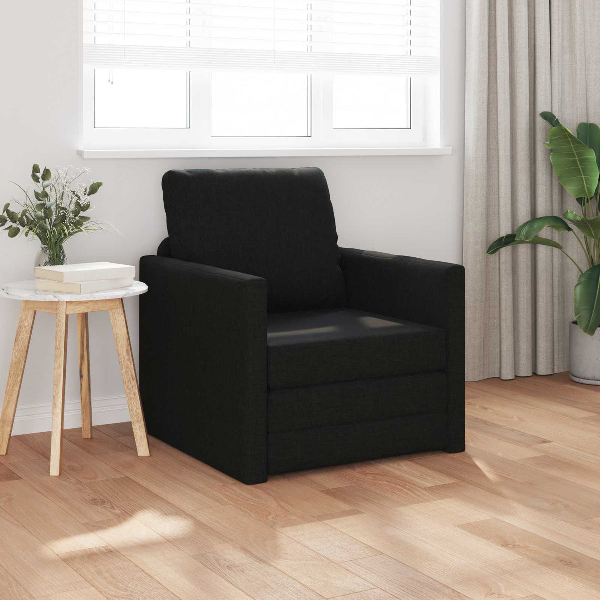 vidaXL Folding Sofa Bed Black 74 x 77 x 81 cm Fabric