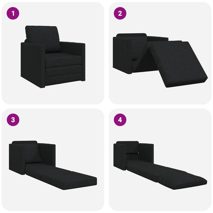 vidaXL Folding Sofa Bed Black 74 x 77 x 81 cm Fabric