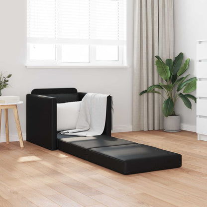 vidaXL Folding Sofa Bed Black 74 x 77 x 81 cm Faux Leather