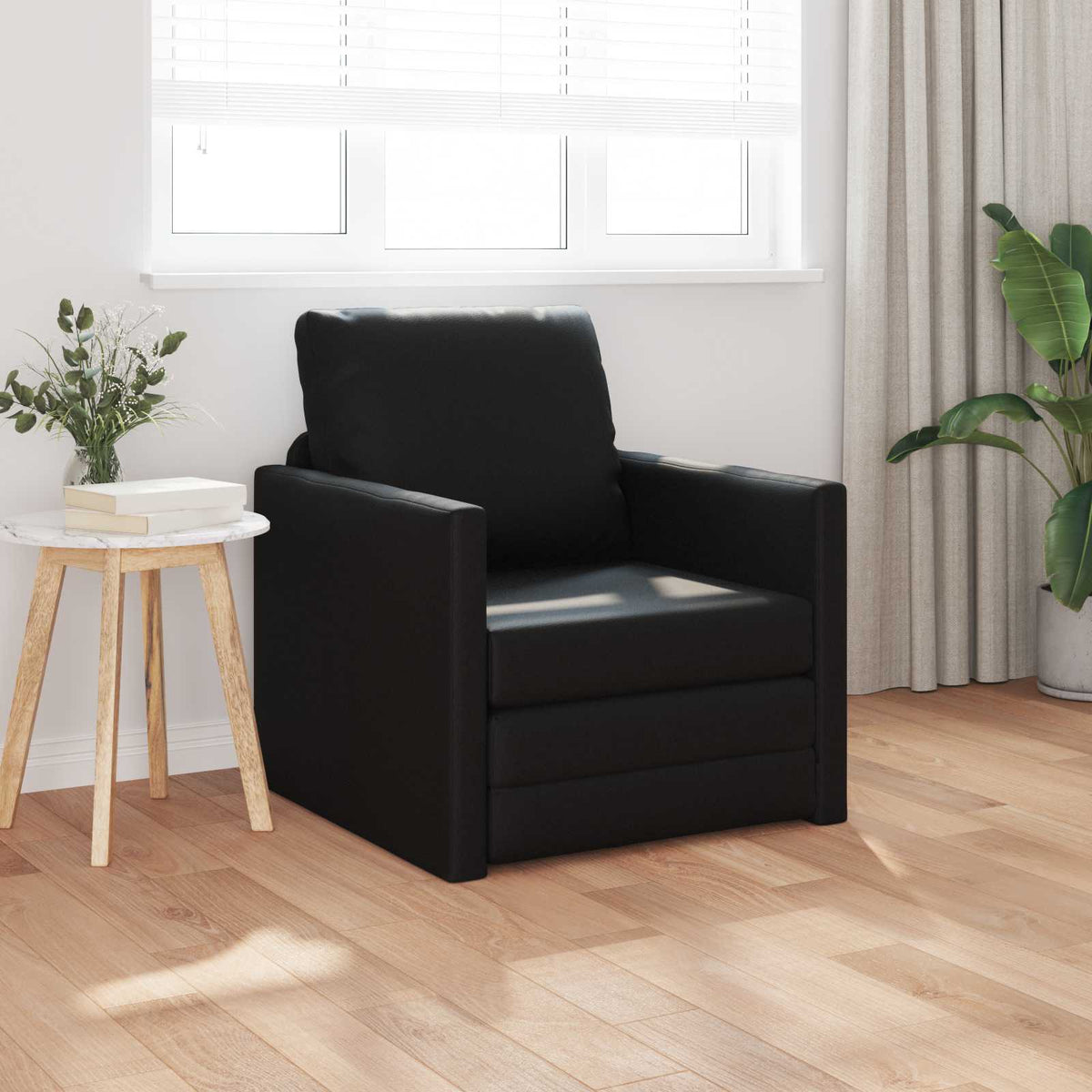 vidaXL Folding Sofa Bed Black 74 x 77 x 81 cm Faux Leather