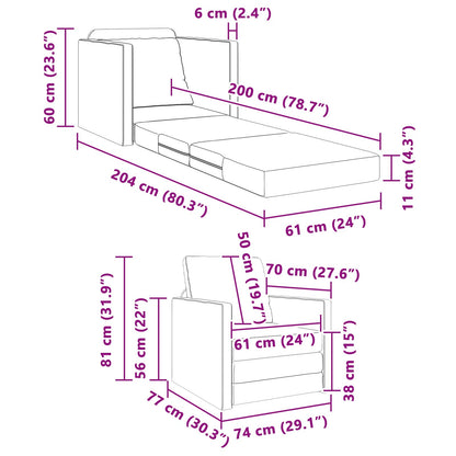 vidaXL Folding Sofa Bed Black 74 x 77 x 81 cm Faux Leather