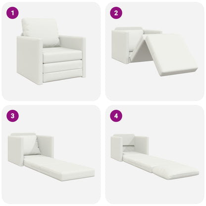 vidaXL Folding Sofa Bed White 74 x 77 x 81 cm Faux Leather