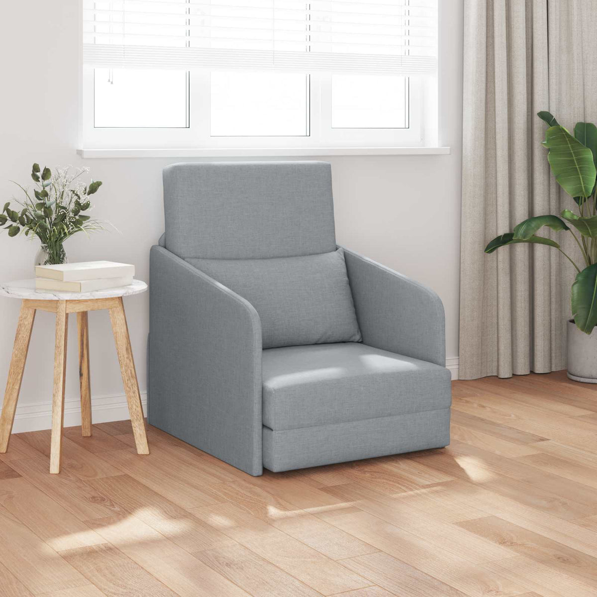 vidaXL Folding Sofa Bed Light Grey 65 x 80 x 83 cm Fabric