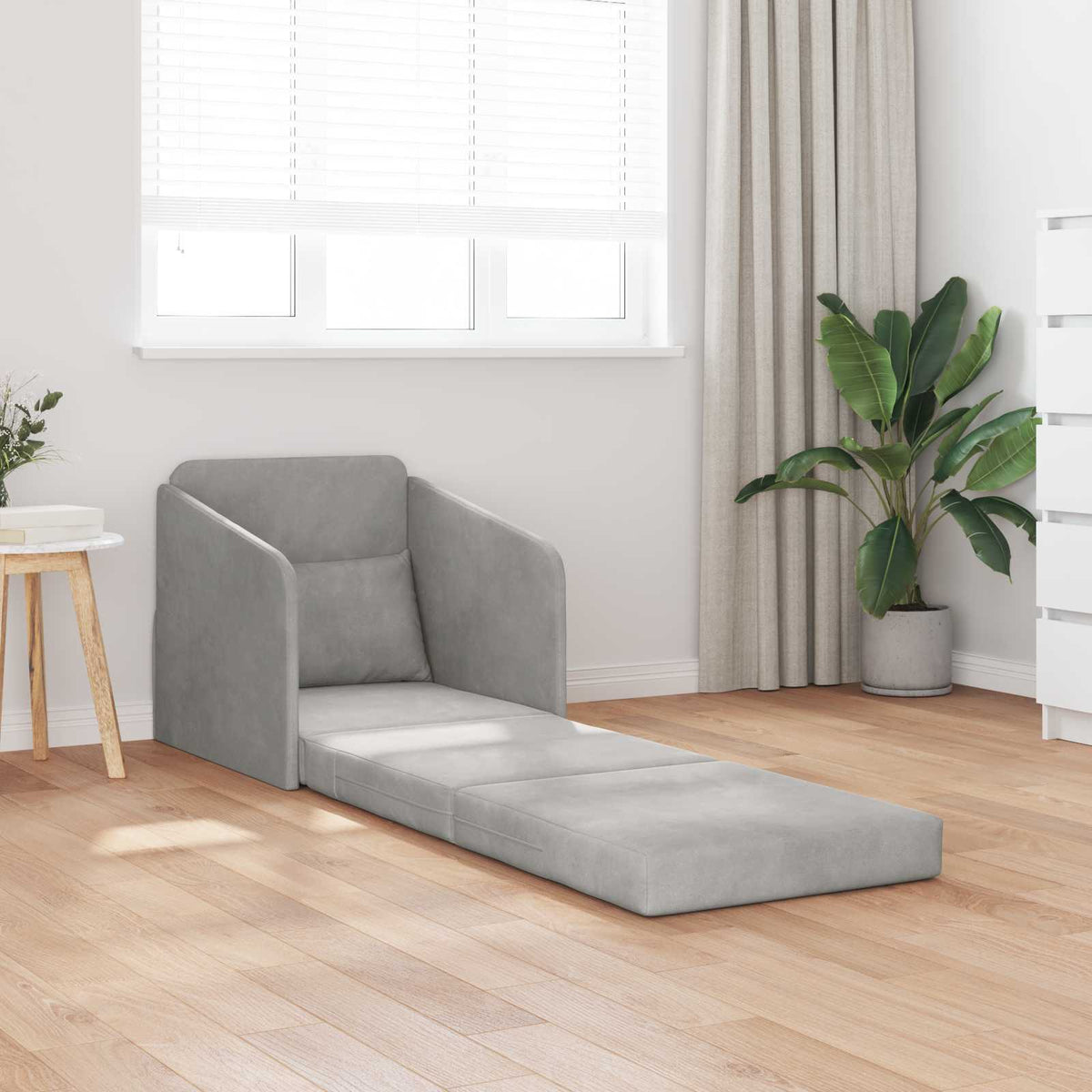 vidaXL Folding Sofa Bed Light Grey 65 x 80 x 83 cm Velvet