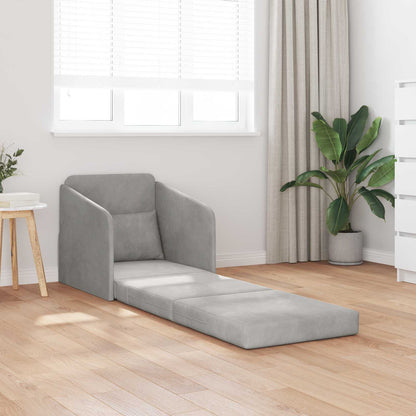 vidaXL Folding Sofa Bed Light Grey 65 x 80 x 83 cm Velvet