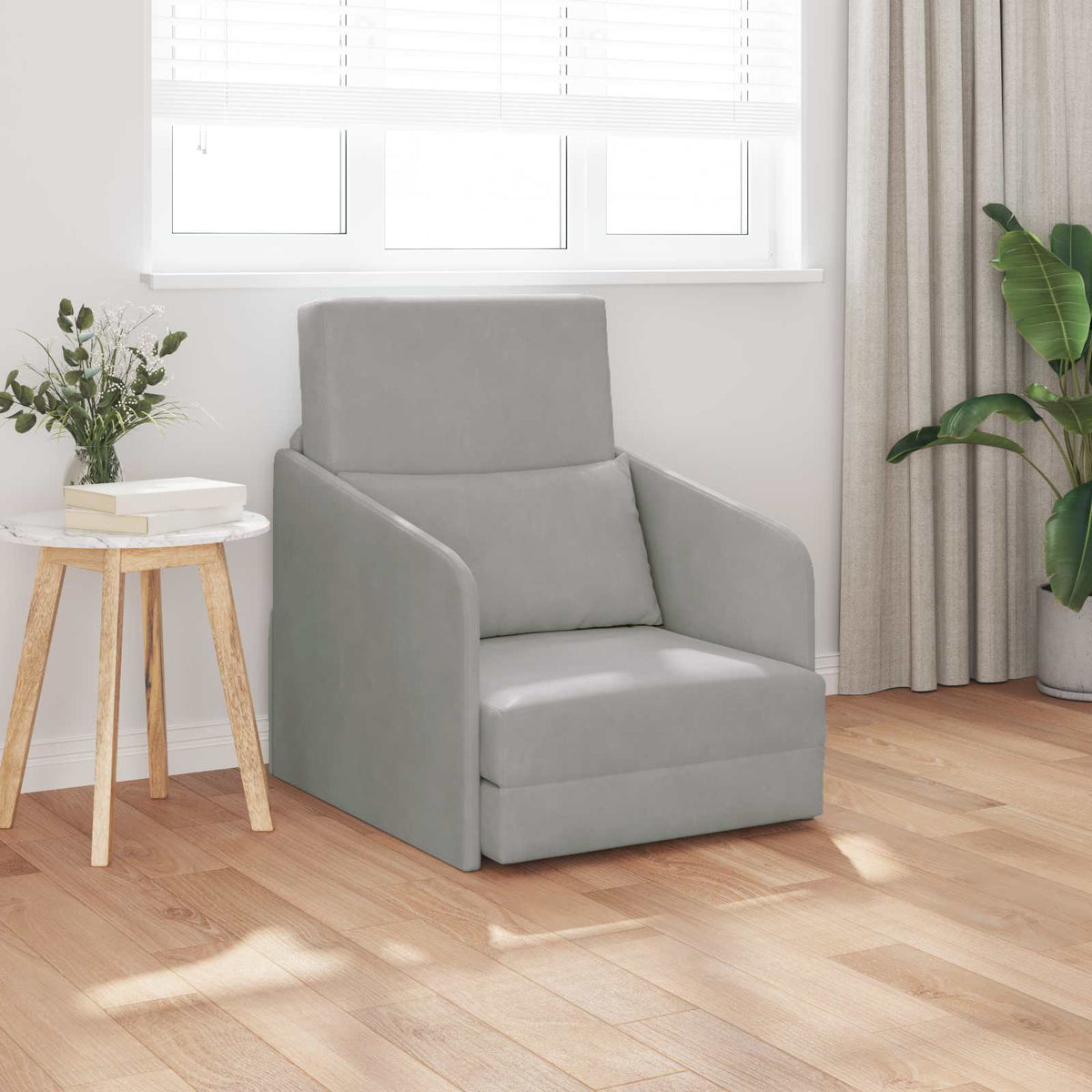vidaXL Folding Sofa Bed Light Grey 65 x 80 x 83 cm Velvet