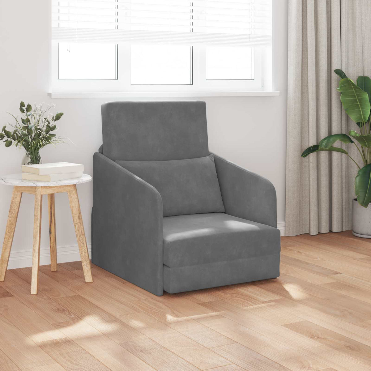vidaXL Folding Sofa Bed Dark Grey 65 x 80 x 83 cm Velvet