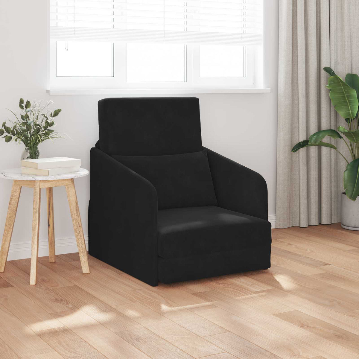 vidaXL Folding Sofa Bed Black 65 x 80 x 83 cm Velvet
