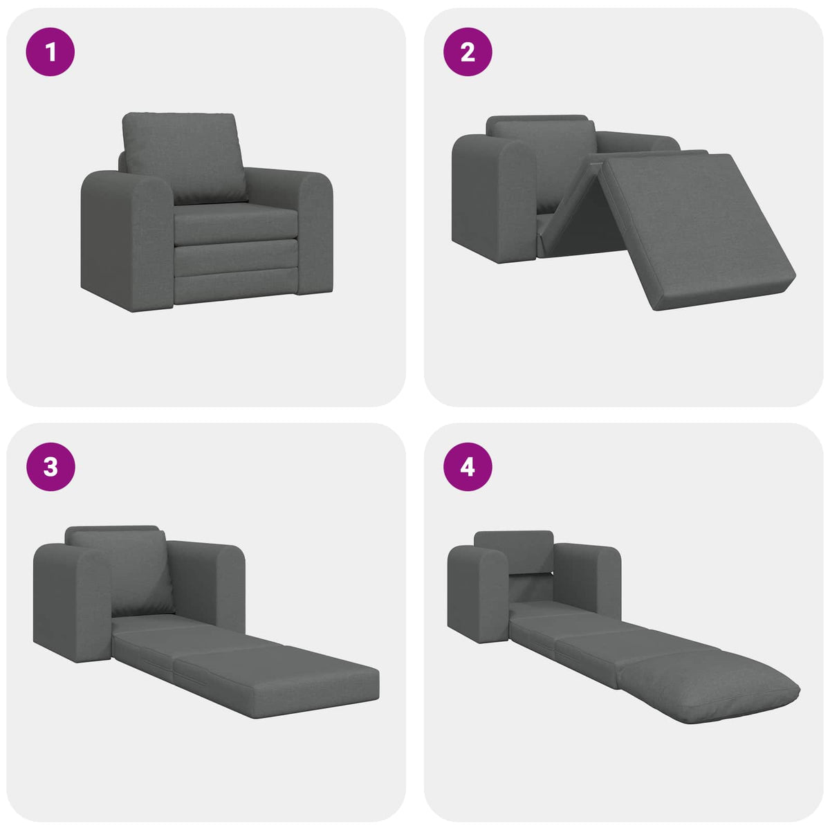 vidaXL Folding Sofa Bed Dark Grey 98 x 71 x 83 cm Fabric