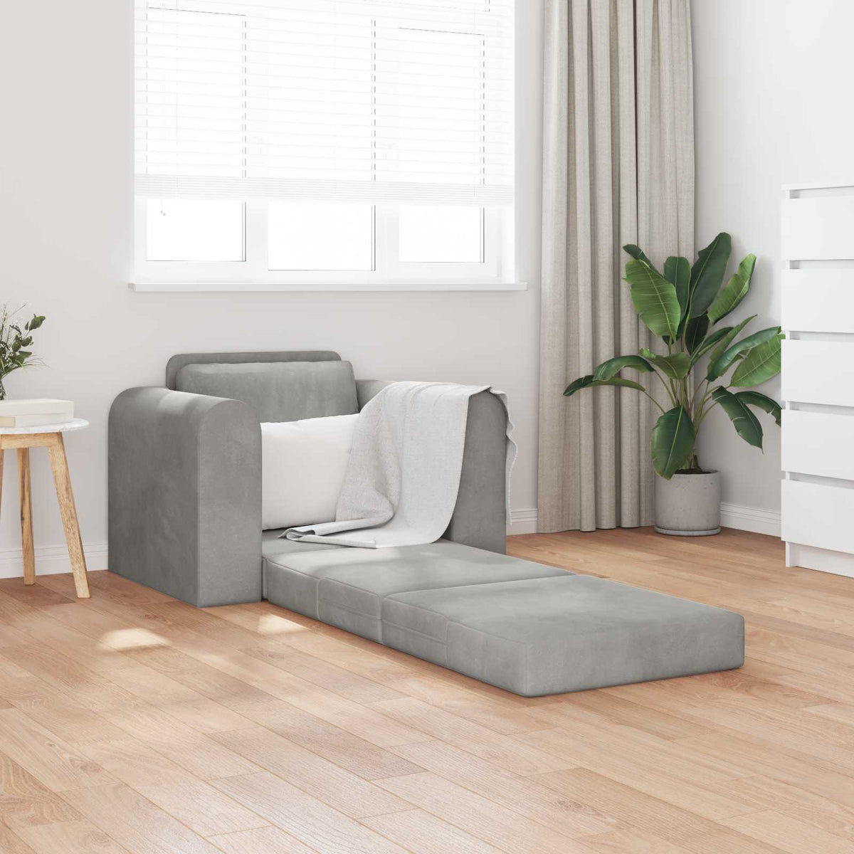 vidaXL Folding Sofa Bed Light Grey 98 x 71 x 83 cm Velvet