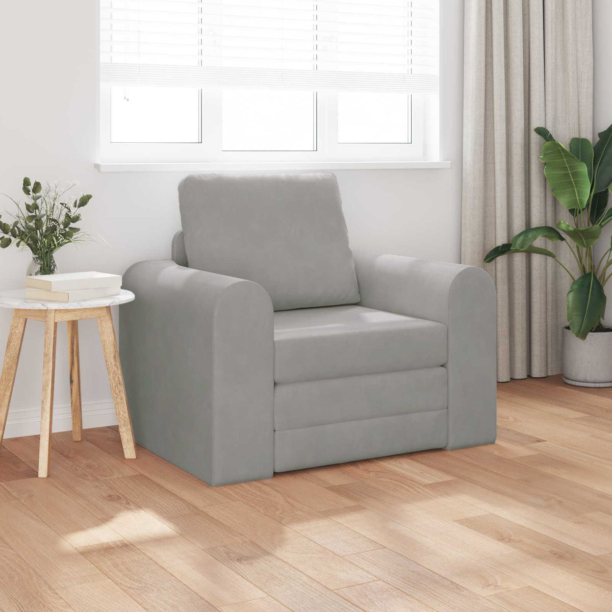 vidaXL Folding Sofa Bed Light Grey 98 x 71 x 83 cm Velvet